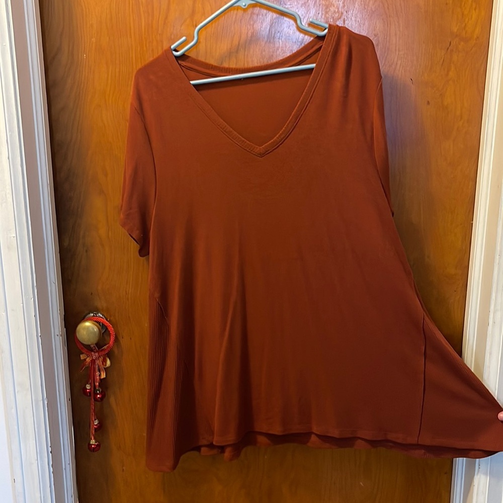 Womens knit brown 2X no tags bought from Sam’s Club worn once short sleeve